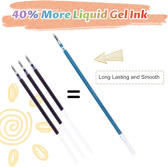 Glitter Gel Pens with Case for Adult Coloring Books, 100 Color Glitter Pen Set 30% More Ink Neon Glitter Gel Marker for Journaling Crafting Doodling Drawing