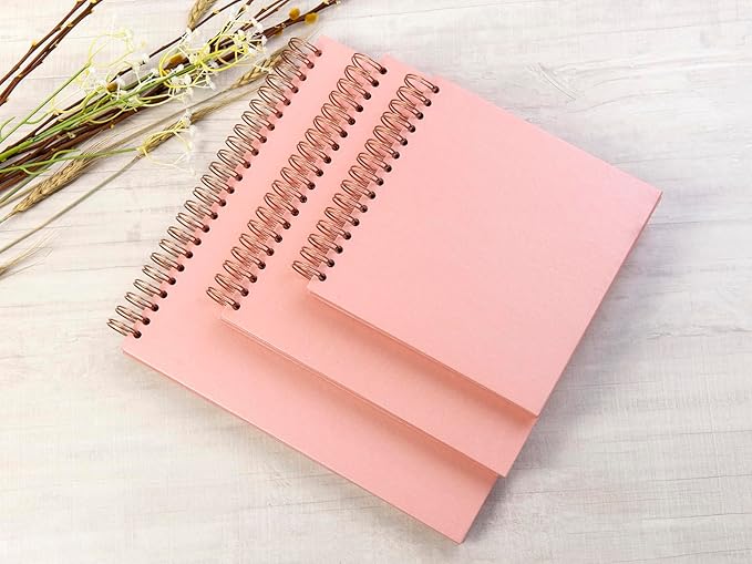 potricher 10 x 10 Inch DIY Scrapbook Photo Album 80 Pages Thick Kraft Blank Pink Paper Memory Book for Wedding and Anniversary Family (Pink, 10 Inch)