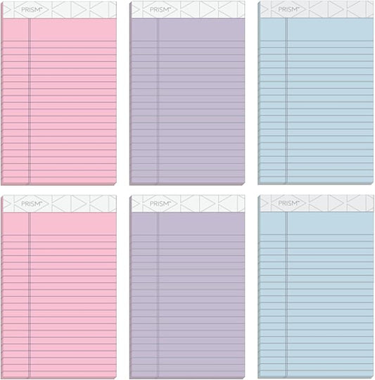 Tops 5 x 8 Legal Pads, Prism Brand, 2 Pink/2 Blue/2 Purple, Narrow Ruled, 50 Sheets Per Writing Pad, Made in USA (63016) (Pack of 72)