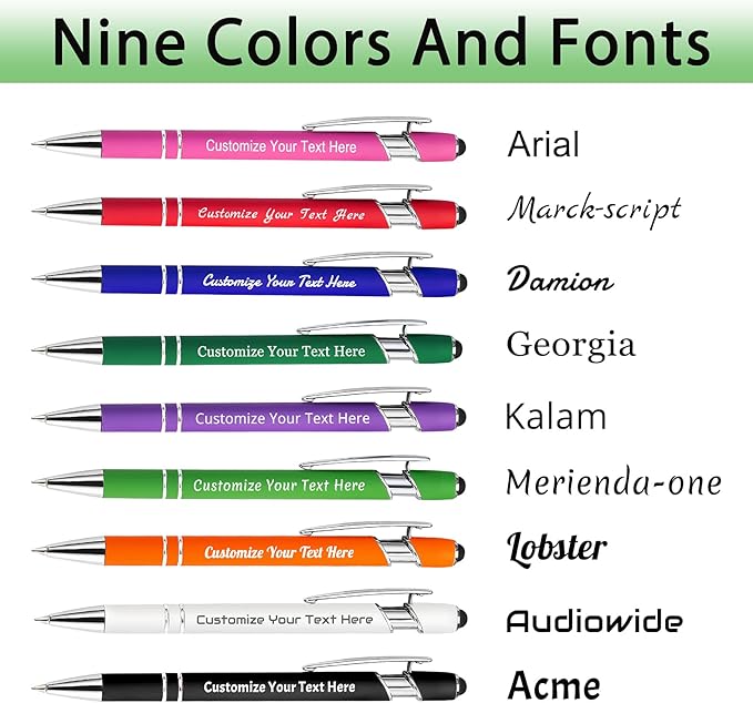 Max 500 Pcs Personalized Pens Bulk, Custom Pens with Free Engraving, Customized Stylus Tip Ballpoint Pen with Your Name Massage Text for School Office Business Graduation Anniversaries-100 Packs