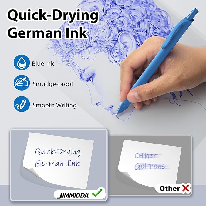 52 Pcs Pens Bulk - 1.0MM Ballpoint Pens Blue Ink | Medium Point Smooth Writing, No Bleed Retractable Ball Point Pen for Office School (Blue - 52Pcs)