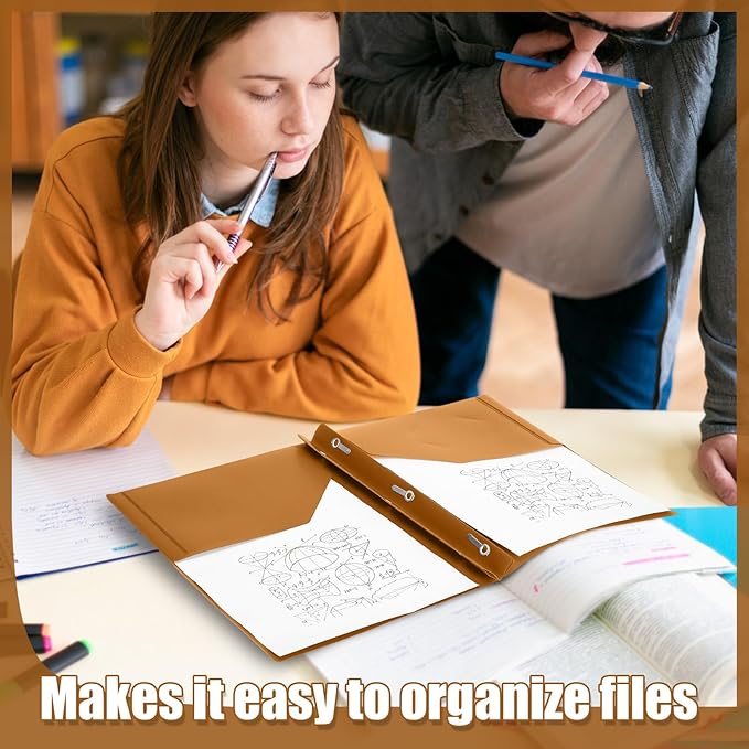 Yeaqee 30 Plastic Folders with Pockets and Prong Plastic Folders with 2 Pockets Pocket for Office, School for Students, Teachers, Office Workers (Brown)