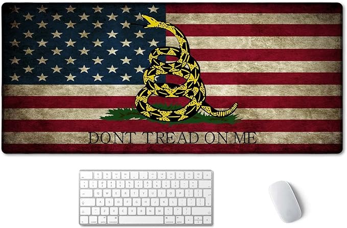 SSOIU Desk Mat,Large Mouse Pad 35.5" x 15.7" XXL Extended Gaming Mouse Pad Mat with Non-Slip Base Stitched Edge Mousepad for Computer,Office,Keyboard and Laptop - Don't Tread On Me American US Flag