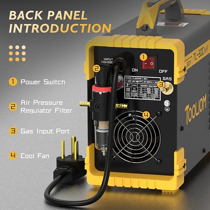 TOOLIOM 50A Non High Frequency Plasma Cutter Non-Touch Pilot ARC 110/220V Dual Voltage Cutting Machine 1/2" Clean Cut
