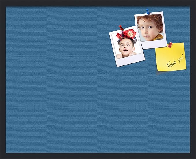 PinPix 30x24 Inch Cork Bulletin Board. This Decorative Framed Pin Board Comes with Navy Pastel Design and a Satin Black Frame. Ideal for Home Office Decor or Message Board (PinPix-1811)