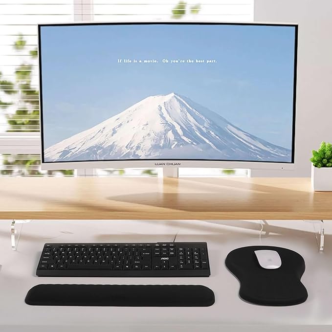 MEKASS Ergonomic Mouse Pad and Keyboard Wrist Rest Set, Super Soft Memory Foam Desk Wrist Support Cute for Computer Keyboard, Non-slip Arm Rests Cushion for Typing Gaming Office Laptop (Purple Marble)