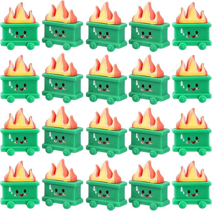 20 Set Resin Dumpster Trash Shape with Fire Gift Team Employee Appreciation Gift Emotional Desk Accessories for Staff Teacher Office Coworker Nurse Medical Volunteer Favor (Green)
