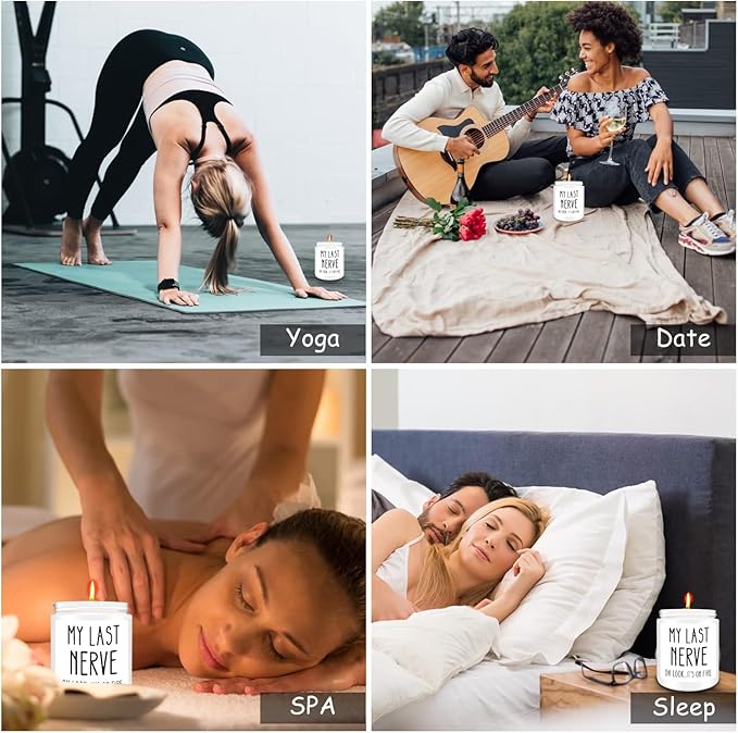 Homsolver Birthday Gifts for Women, Funny Friendship Gift for Friend - My Last Nerve Lavender Candle - Unique Best Friend Birthday Gifts for Women, Her, Mom, BFF, Sister