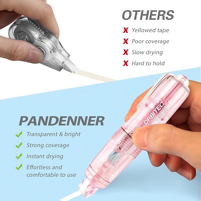 White Correction Tape Out,Refillable Retractable Quick Dry Japan Aesthetic Cute White Correction Tape Pen, with Easy to Use Mini Small Pen Shaped Applicator (retractable)