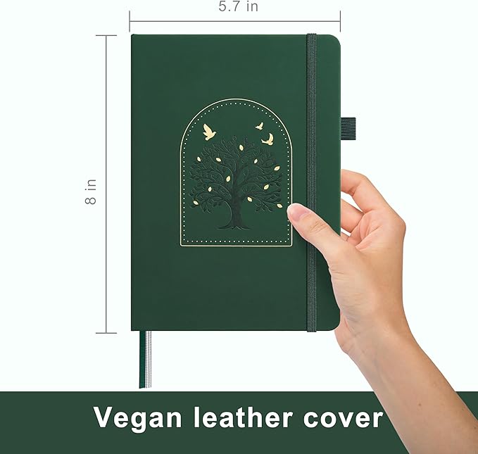 &And Per Se Lined Journal Notebook for Women&Men with Pattern, 160 Pages 100GSM Thick Paper, A5 Hardcover Journals for Writing(Dark Green)