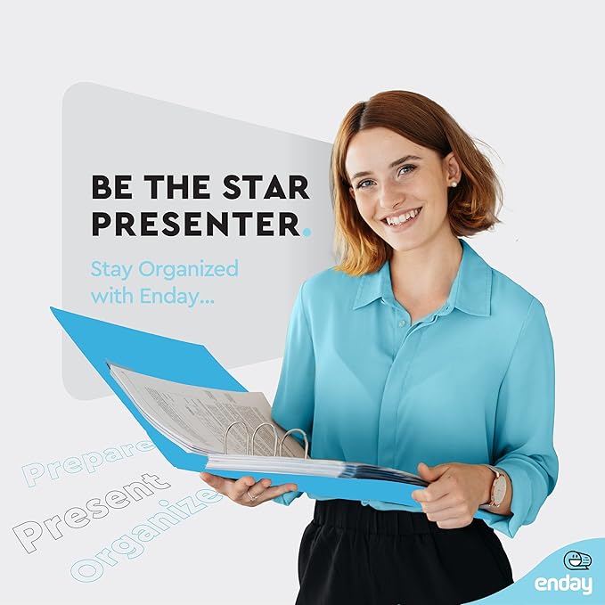 3 Slant D-Ring Binder 2 Inch Binder Blue, 2 in Clear View Cover w/ 2 Inside Pockets, Heavy Duty Colored School Supplies Binders Also Available in Grey, Pink, Red, Green, Purple (6 PC)–by Enday