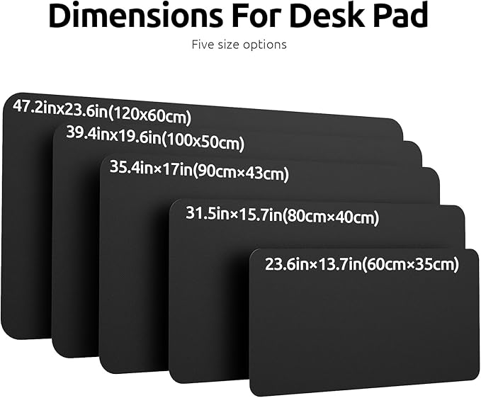 YSAGi Leather Desk Protector, Non-Slip Large Mouse Pad, Waterproof PU Laptop Mat Table Pad for Office and Home (90 x 43 cm, Black)