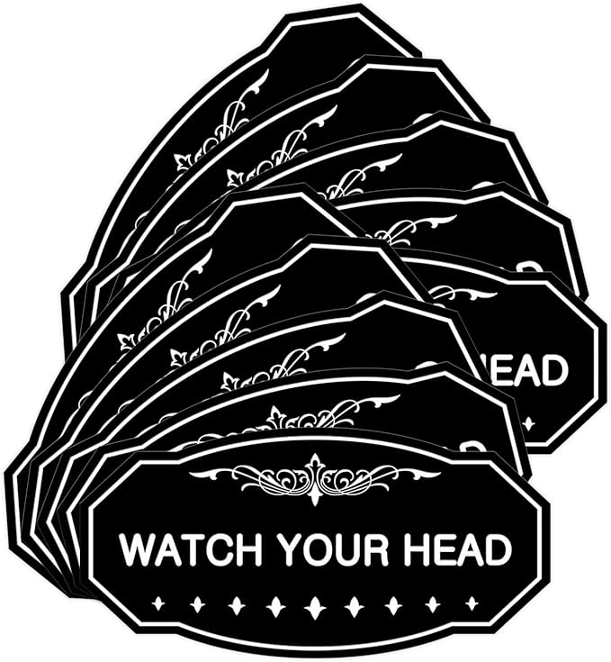 Signs ByLITA Victorian Watch Your Head Sign (Black) - Medium 10 Pack