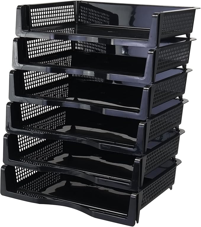 Ggbin 6 Tier Desktop A4 Paper Storage Tray, Stackable File Organizer Trays, Black