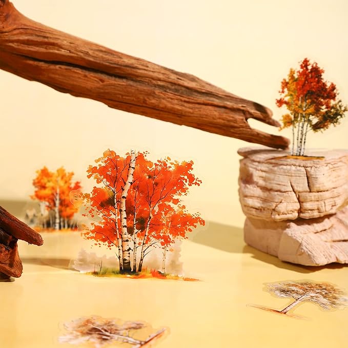 Forest PET Sticker Set, 120PCS Tree Ephemera for Scrapbooking, Journaling, Crafting, DIY Projects, and Art Supplies