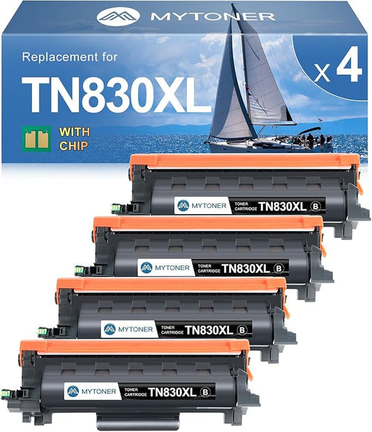 MYTONER Compatible Toner Cartridges Replacement for Brother TN830 XL/V/R TN-830 TN830XL for DCP-L2640DW HL-L2460DW HL-L2405W HL-L2400D L2465DW HL-L2480DW MFC-L2820DW XL MFC-L2820DW Printer, 4 Black