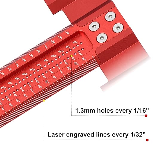 Woodworking Scriber T-Square Ruler 12in with Thoughtful Support Lips, Architect Ruler for Carpenter Work, Layout and Measuring Tools…