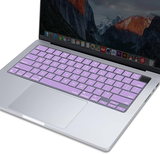 MOSISO Keyboard Cover Skin Compatible with MacBook Air 15 inch M3 A3114 M2 A2941/Air 13.6 A3113 A2681/Pro 14/16 M4 M3 M2 M1, Light Purple