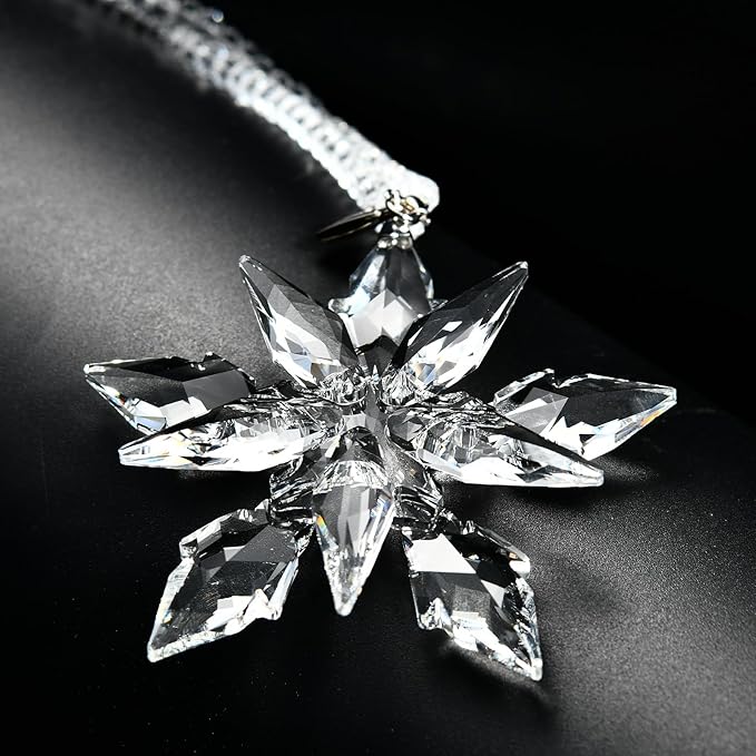 2025 Annual Edition Crystal Snowflake Christmas Ornament,Iridescent Holiday Tree Keepsake, Window Suncatcher,Winter Decor Gift (2025 Clear)