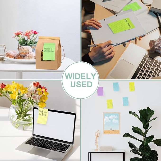 24 Pack Lined Sticky Notes 4X6 in Self Sticky Note Pads Colorful Post Stickies for Office, Home, School, Meeting, 50 Sheets/pad, (Light Color)