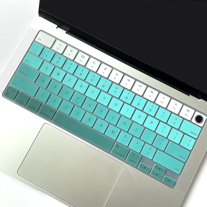 Batianda Premium Gradient Color Keyboard Cover for New MacBook Pro 14'' Pro 16'' 2024 2023 M4 M3 M2 M1 Pro/Max Chip & New MacBook Air 13 15 inch Soft-Touch Silicone Protective Skin,Green to White