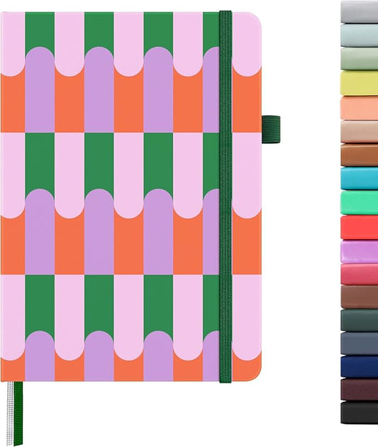 &And Per Se Lined Journal Notebook for Women&Men with Pattern, 160 Pages 100GSM Thick Paper, A5 Hardcover Journals for Writing(Color Block)