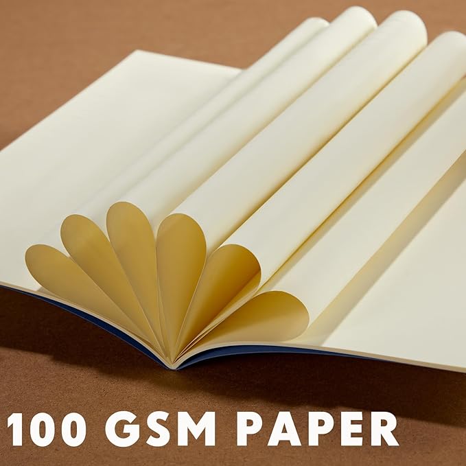 Mimorou 100 Pcs Kraft Notebook Journals 5.5 Inch x 8.3 Inch A5 Softcover Notebooks Bulk for Writing Sketch Office Notepad with 60 Pages 30 Sheets (Navy,Unlined)