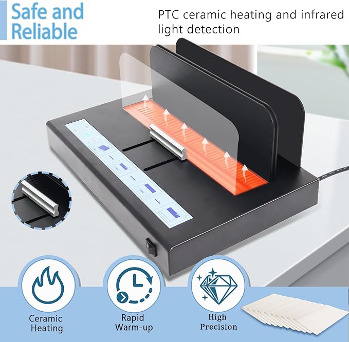 Thermal Binding Machine 500 Sheets Capacity Book Binding Material 110V Binding Machine A3(Short Edge)/A4/A5 Document Heat Binder with 10Pcs Covers (Black)