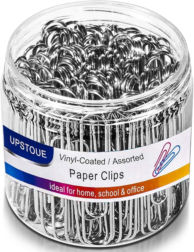 Vinaco Paper Clips Smooth Silver, 100 Pack Paper Clips Large 2Inch (50mm), Durable & Rust Resistant Coating. for Office, School Document Organizing
