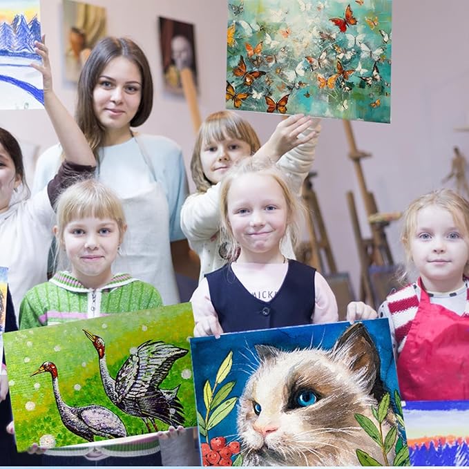 ESRICH Canvas Boards for Painting 32 Pack Art Supplies Paint Canvas 3x5, 4x6, 5x7, 8x10, 9x12, 11x14 Blank Large Canvases for Painting-Cotton Primed Canvas Panels for Acrylic, Oil, Gouache & Tempera.