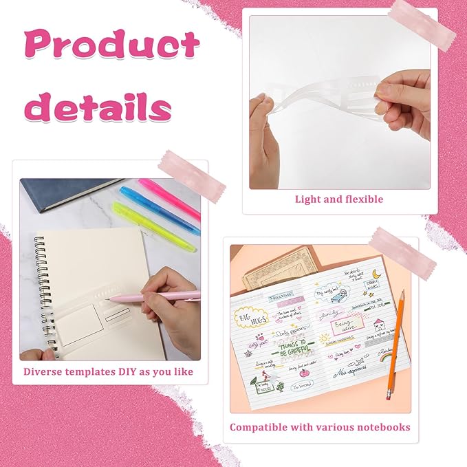 9Pcs Handmade Flexible Record Templates, Reusable Planner Stencils for Dot Grid Journals, Versatile Drawing and Checklist Templates Journal Stencils Drafting Tools with Coils Discs Rings