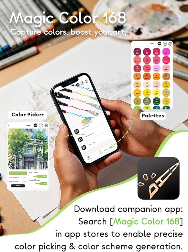 80 Colors Alcohol Markers with Free App, Chisel & Fine Tip Alcohol-Based Marker Set for Adults Kids, Dual Tip Artist Markers for Drawing, Coloring Illustration, Painting and Great Gift Idea