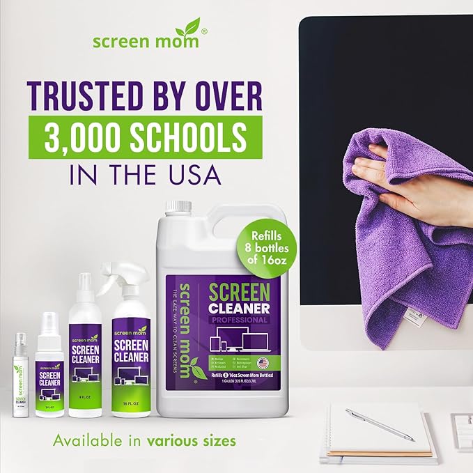 Screen Mom Screen Cleaner Purple Microfiber Cloths (4-Pack) - Microfiber Screens Cleaner Cloths, TV Cleaning Cloth for Electronic Cleaners, Laptop, Computer & Car Screens Cleaning Kit, TV Cleaners
