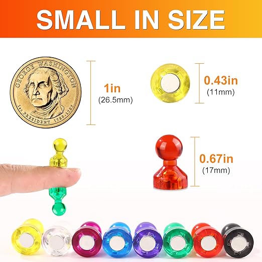 MIKEDE Refrigerator Magnets - 8 Colors Neodymium Fridge Magnets for Adults, Colorful and Practical Small Magnets for Whiteboard, Strong Push Pins for Office, Map - 120 Pack
