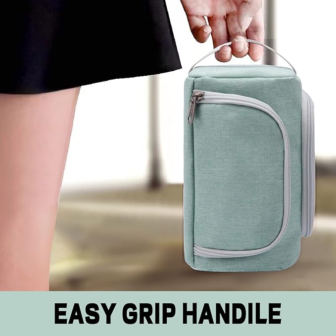 XQXA Extra Large Capacity Pencil Case Organizer, Multifunctional Pencil Pouch with Compartmens, Travel Simple Stationery Bag, Nylon Pencil Bag for Adults (Green)