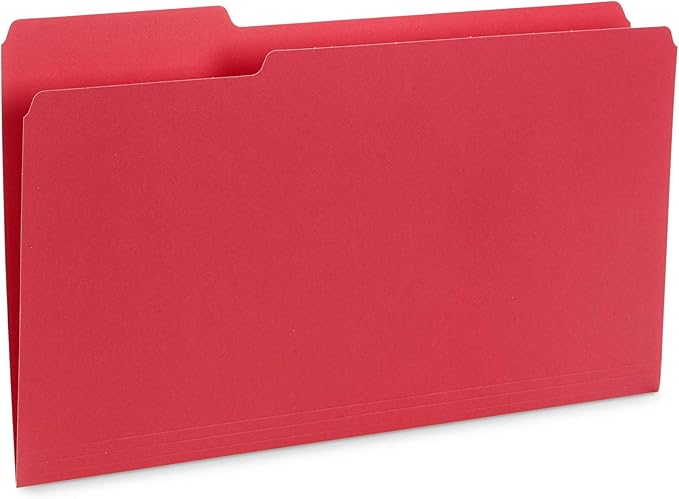 Blue Summit Supplies Colored File Folders Legal Size, 1/3 Cut Tab, Great for Organizing and Easy File Storage, 100 Per Box