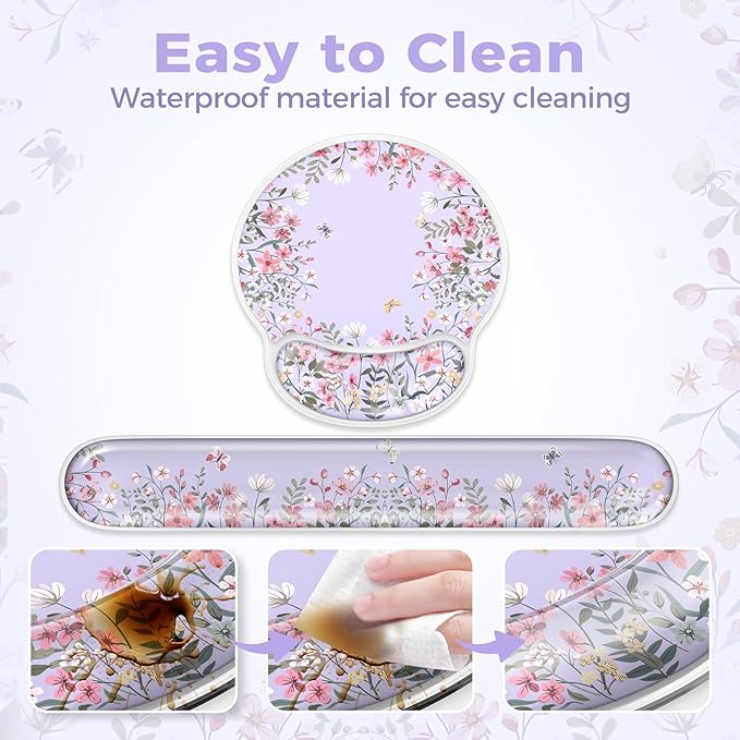 iCasso Silicone Wrist Rest for Keyboard and Mouse,Cute Computer Wrist Support Hand Arm,Ergonomic Design Mouse Pad for Typing Pain Relief,Non-Slip Keyboard Cushion for Women Girl