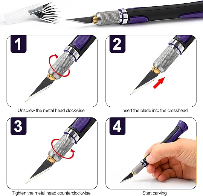 EHDIS Precision Hobby Knife Set Utility Craft Knife Kit with 10PCS Blades for Art, Working-Stencil, Scoring, Scrapbooking, Architecture Modeling, Crafting, Precision Knife (Purple)