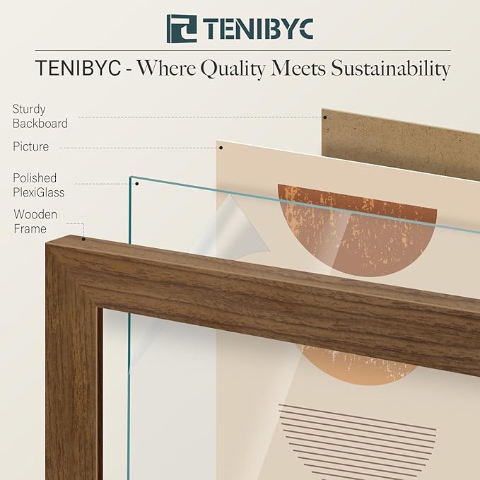 20x28 Picture Frame 4 Pack - Brown Wood, 20 x 28 Poster Frame for Gallery, Home and Office, Horizontal and Vertical Wall Hanging