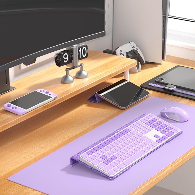 WINFFOR Comfortable Computer Keyboard Stand - Ergonomic Keyboard Riser Acrylic Tilted Keyboard Holder for Easy Typing&Working at Home Office - Fits All Keyboard Sizes - 17'' Wide (Glitter Purple)