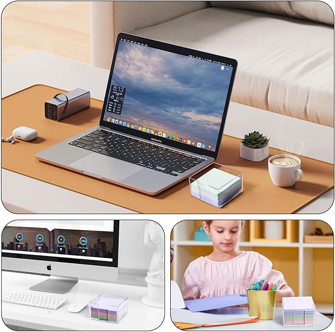 Acrylic Sticky Note Holder, 3 x 3 Clear Acrylic Notepad Holder, Crystal Notepad Organizer Notes Dispenser for School Dorm Home and Office