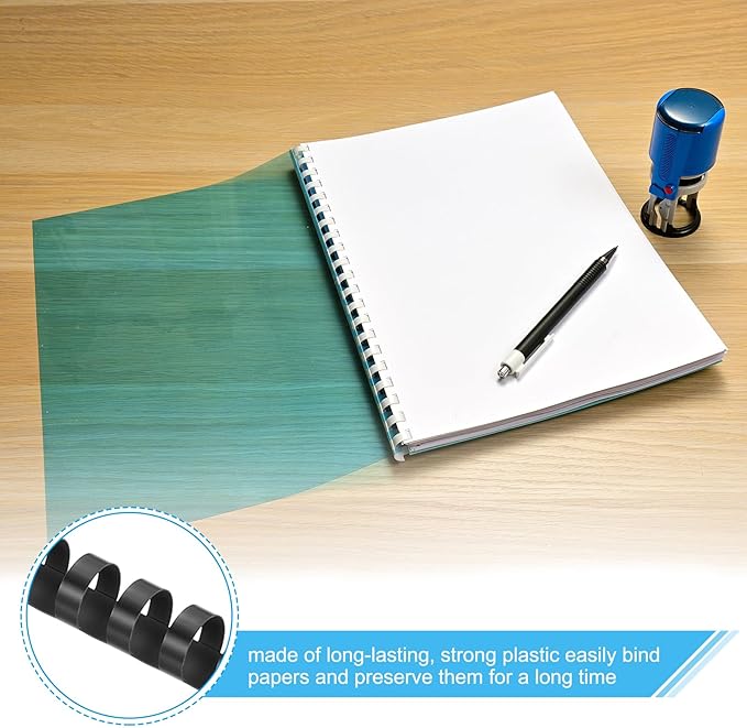 PATIKIL 51mm (2") Plastic Binding Combs, 10 Pcs 21 Rings Comb Binding Spines 450 Sheet Capacity Letter Size for Binding Paper Sheets Notebook Calendar Picture Album, Blue