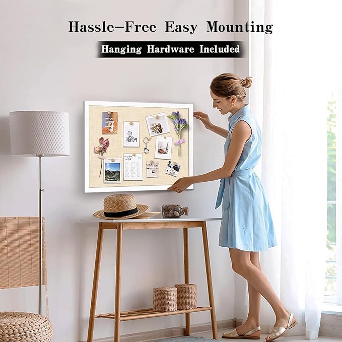 2 Pack Large Bulletin Board, 23 "x17 White Cork Boards for Walls with Frame, Pin Display Board Vision Board for Home School Office Decor