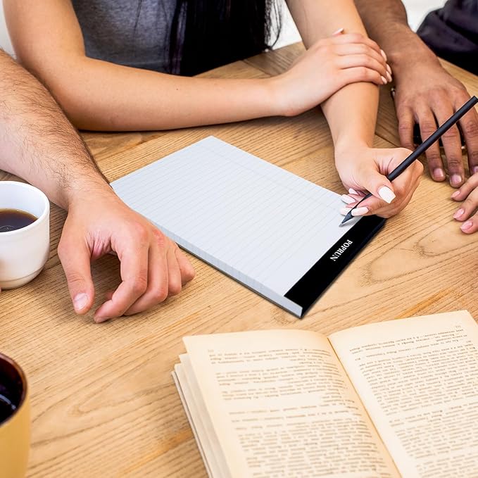 POPRUN Small White Legal Pads 5 x 8 Narrow Ruled, 100GSM Writing Paper Pad, Bulk Lined Notepad Notebooks for Work School, Classroom Office Supplies, 3 Pack