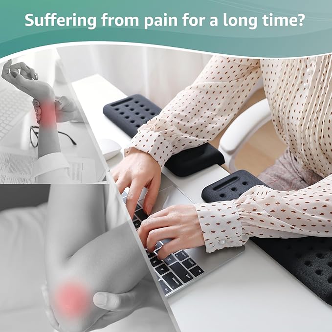 L-Shaped Desk EdgeRest, 2-Piece Set, Plam & Wrist & Forearm & Elbow Comfort Support for Table or Desk Edge, Non-Slip, Memory Foam Padding, Ergonomic Design, Separate Design (11.8 * 3.9 inch)