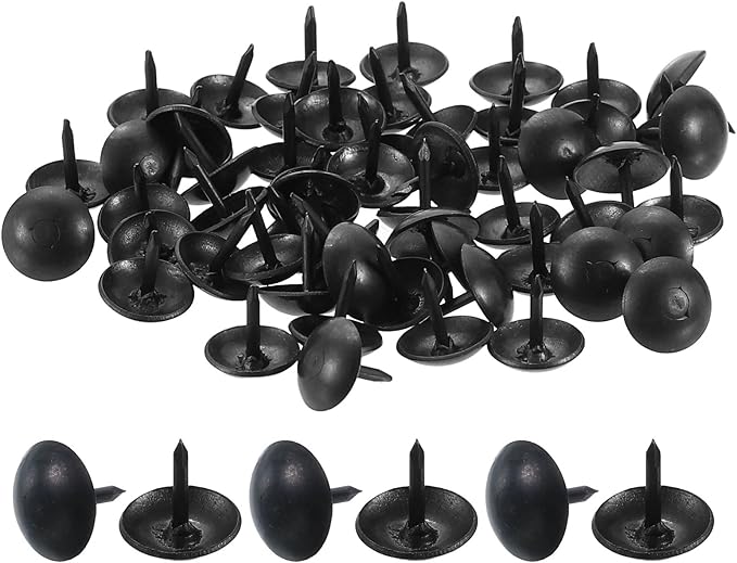 uxcell 50 Pcs Upholstery Tacks, 9 x 9mm Round Head Upholstery Nails Pins Vintage Decorative Furniture Tacks for Chairs Sofas Beds DIY Project, Black