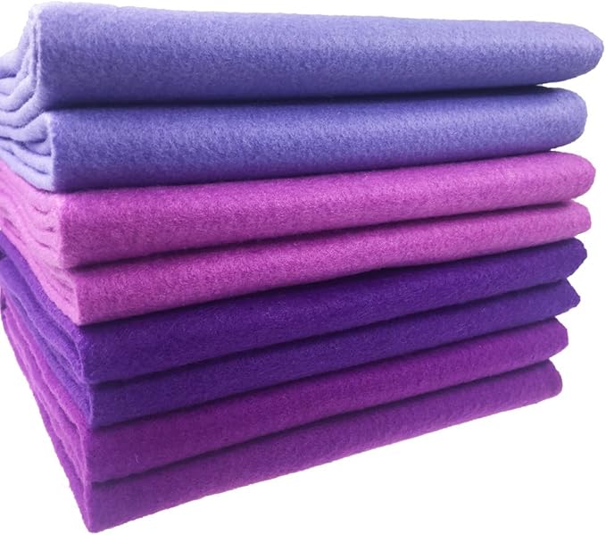 4pcs Thick 1.4mm Soft Felt Fabric Sheet Assorted Color Felt Pack DIY Craft Sewing Squares Nonwoven Patchwork (92x90cm Purple)