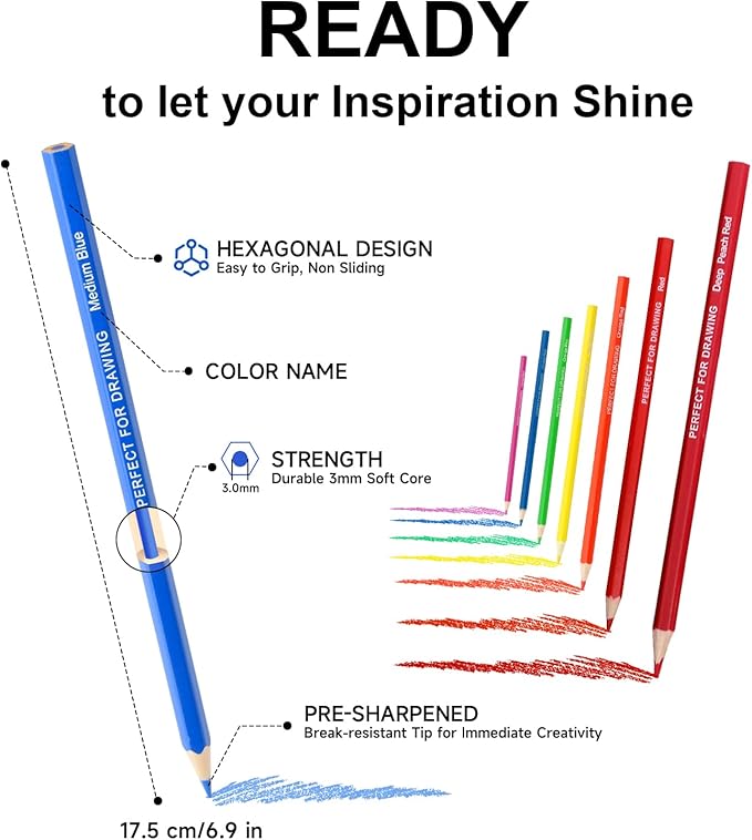 72 Colored Pencils Professional Coloring Pencil Sketch Colored Drawing Pencils Artist Color Pencil for Kids and Adults Coloring Art Color Pencils Set