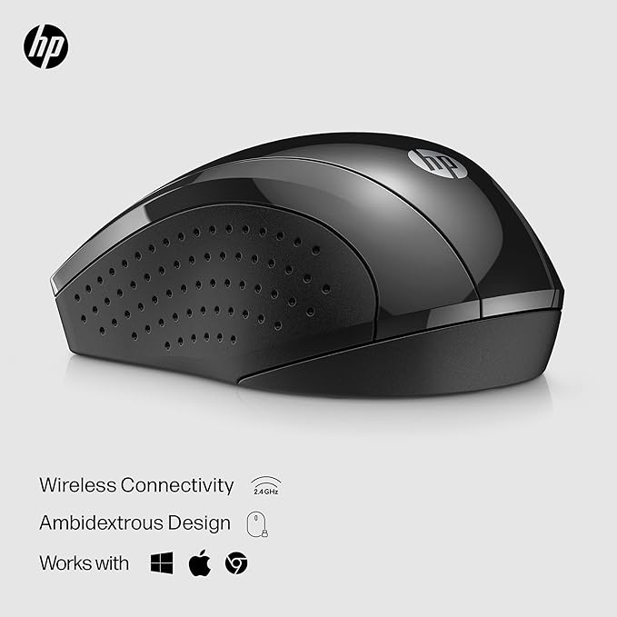 HP X3000 G3 Wireless Mouse - Black, 15-Month Battery, Side Grips for Control, Travel-Friendly, Blue LED, Powerful 1600 DPI Optical Sensor, Compatible with Wins PC/Laptop, Mac, Chromebook (683N7AA)