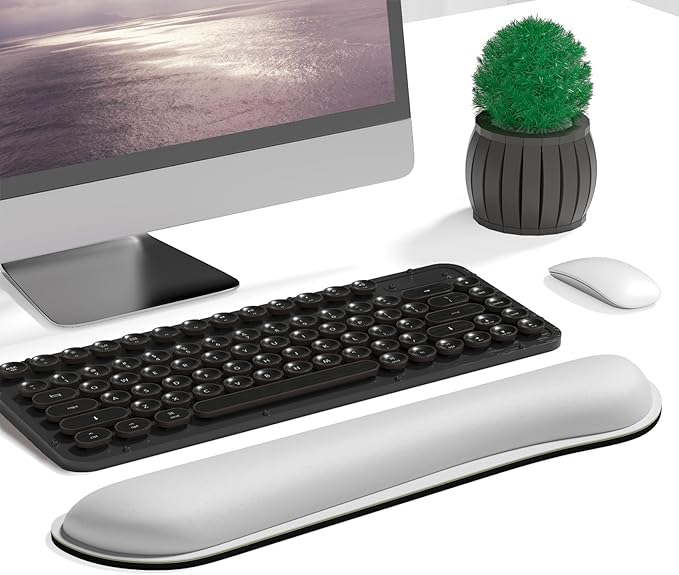 Dapesuom Enlarge Keyboard Wrist Rest, Cute Memory Foam Keyboard Wrist Cushion for Computer Desk Mats Support, Typing Pain Relief Ergonomic Mouse Pad Rests with Non-Slip Base for Gaming, Laptop, Gray